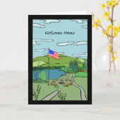 Willkommen Zuhause vom Militärdienst, der Flagge u Karte (Gelbe Blume)