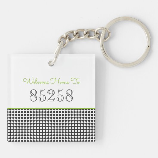 Willkommen Zuhause zum ZIP CODE Black Green Classi Schlüsselanhänger (Rückseite)