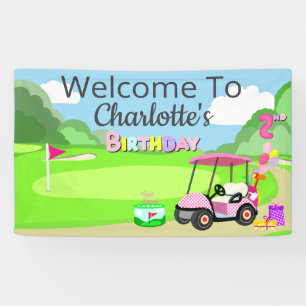 Willkommen zum 2. Geburtstag Polka Dot Pink Girly Banner