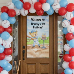 Willkommen zum 4. Geburtstags-Tee-Ball-Teddybär-Ba Banner