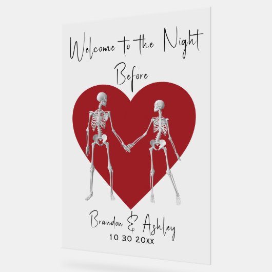 Willkommen zum Abendessen vor der Probe Rot Acrylschild (Winkel)