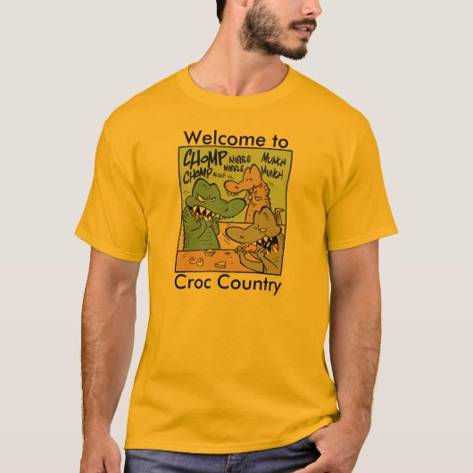 Willkommen zum Croc Land-Krokodil-Cartoon T-Shirt (Vorderseite)