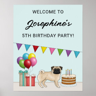 Willkommen zum Geburtstag des süßen Cartoon-Hundes Poster
