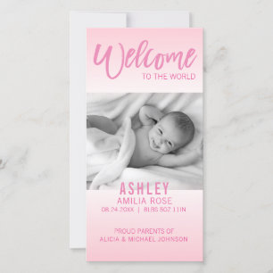 Willkommen zum Weltneuen Baby-Mitteilung FOTO Ankündigung