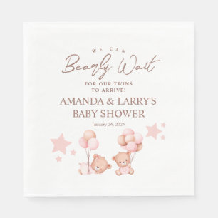 Willkommen zur Babyparty für Mädchen-Zwillinge mit Serviette