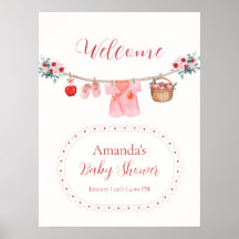 Willkommen zur Babyparty mit rosa Blumenapfel-Wäsc