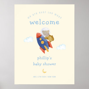 Willkommen zur Babyparty Over The Moon Rocket Bär  Poster