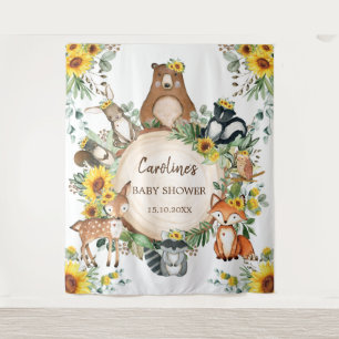 Willkommen zur Babyparty Sunflower Woodland Animal Wandteppich