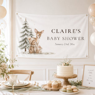 Willkommen zur Babyparty Winterwaldtiere Banner