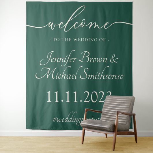 Willkommen zur Hochzeit Christmas Green Wandteppich (Beispiel)
