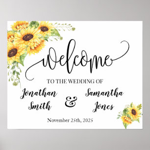 Willkommen zur Hochzeit Landhausstil Sonnenblumen Poster