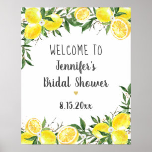 Willkommen zur Lemon Greenery Gold Brautparty Poster