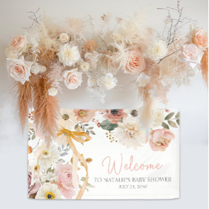 Willkommen zur sanften Herbstrings-Blumen-Baby-Par Banner