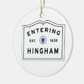 Willkommen zur Stadt von Hingham MA Keramikornament (Links)