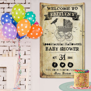 Willkommen zur Vintage-Kinderwagen-Halloween-Baby- Banner