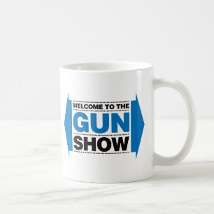 Willkommen zur Waffenmesse - Schwarzes und Blau Kaffeetasse