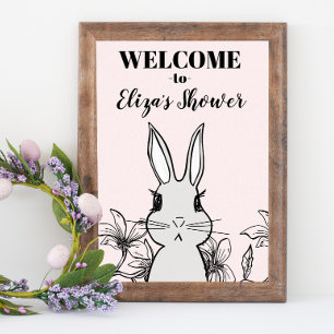Willkommen zur Waldhasen-Frühlings-Baby-Party Poster