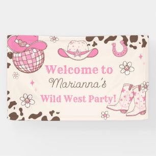 Willkommen zur Wild-West-Cowgirl-Party in Rosa zum Banner