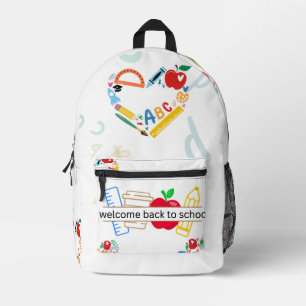 Willkommen zurück bei Schulbedarf und Apfel-Illust Bedruckter Rucksack