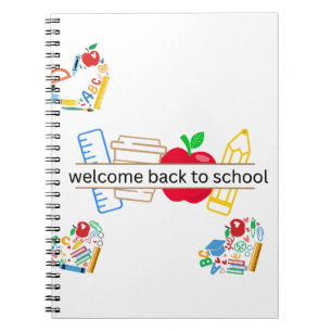 Willkommen zurück bei Schulbedarf und Apfel-Illust Notizblock