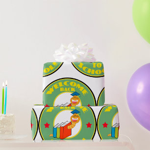 Willkommen zurück im Schulbuchwurm Geschenkpapier