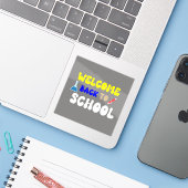 Willkommen zurück in der Schule Aufkleber (Laptop mit iPhone)
