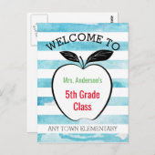 Willkommen zurück in der Schule, bei Apple & Water Postkarte (Vorne/Hinten)