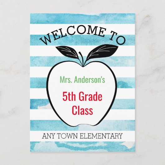 Willkommen zurück in der Schule, bei Apple & Water Postkarte (Vorderseite)