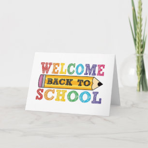 Willkommen zurück in der Schule – Bleistift-Illust Karte
