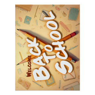 Willkommen zurück in der Schule – Bleistift-Kunst- Poster