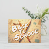 Willkommen zurück in der Schule – Bleistift-Kunstd (Stehend Vorderseite)