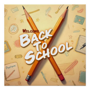 Willkommen zurück in der Schule – Bleistift-Kunstd Poster