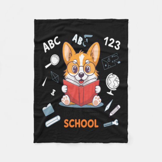 Willkommen zurück in der Schule Corgi Fleecedecke (Vorderseite)