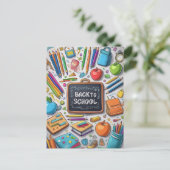 Willkommen zurück in der Schule! Feiertagspostkarte (Stehend Vorderseite)