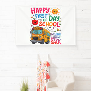 Willkommen zurück in der Schule Froher erster Tag Banner
