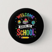Willkommen zurück in der Schule Kinder Lehrer Erst Button (Vorderseite)