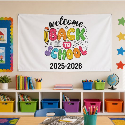 Willkommen zurück in der Schule | Klassenzimmer Banner