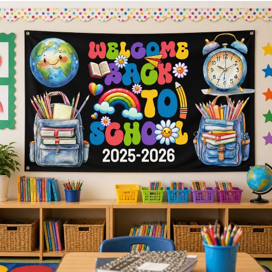 Willkommen zurück in der Schule | Klassenzimmer Banner
