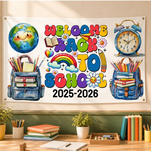 Willkommen zurück in der Schule | Klassenzimmer Banner