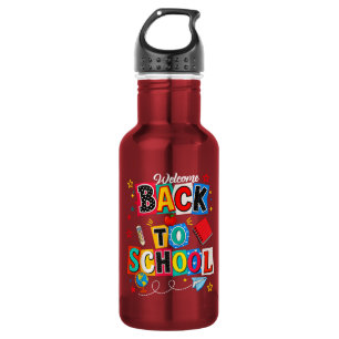Willkommen zurück in der Schule Lehrer Glücklicher Edelstahlflasche