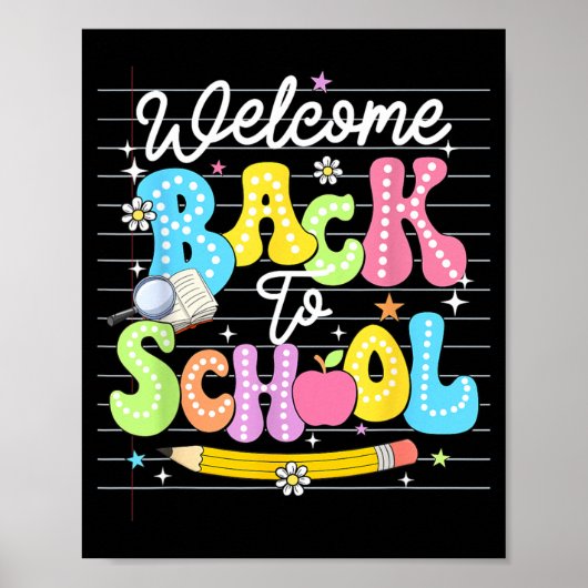 Willkommen Zurück In Der Schule Lehrer Kinder Erst Poster (Vorne)