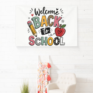 Willkommen zurück in der Schule Lehrer Schüler ers Banner