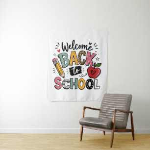 Willkommen zurück in der Schule Lehrer Schüler ers Wandteppich