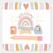 Willkommen zurück in der Schule Quadratischer Aufkleber (Vorderseite)