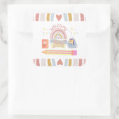 Willkommen zurück in der Schule Quadratischer Aufkleber (Tasche)