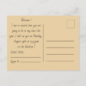 Willkommen zurück Lehrer Owl Brown Postcard Postkarte (Rückseite)