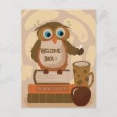 Willkommen zurück Lehrer Owl Brown Postcard Postkarte (Vorderseite)