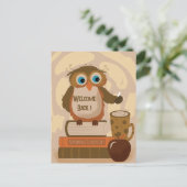Willkommen zurück Lehrer Owl Brown Postcard Postkarte (Stehend Vorderseite)