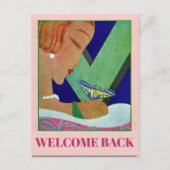 Willkommen zurück, Schmetterling, Vintage Postkart Postkarte (Vorderseite)