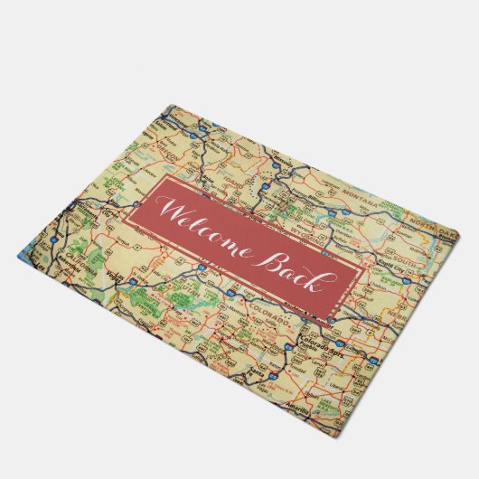 Willkommen zurück zeichnen Tür-Matte 18x24 " auf Fußmatte (Schrägansicht)